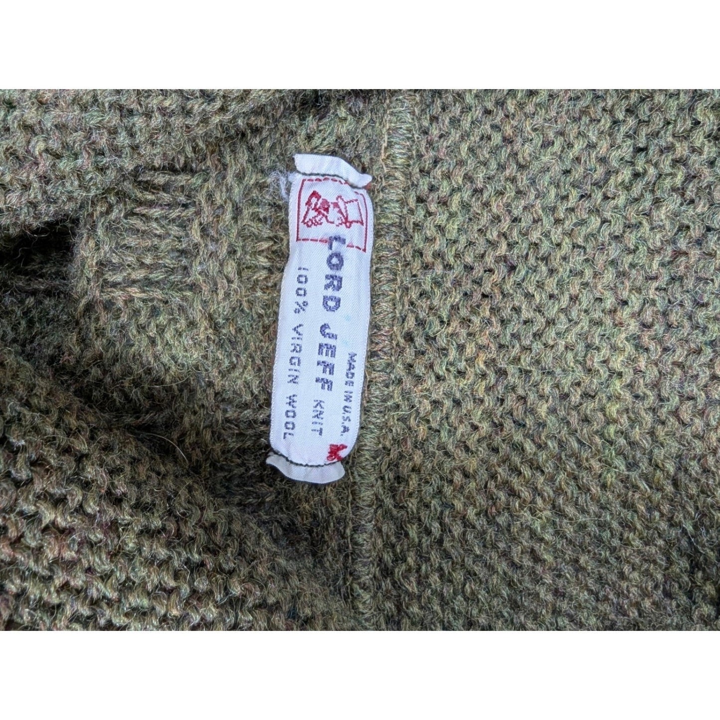 Lord Jeff 100 Virgin Wool Cable Knit Shawl Collar Cardigan Sweater Mens Made USA