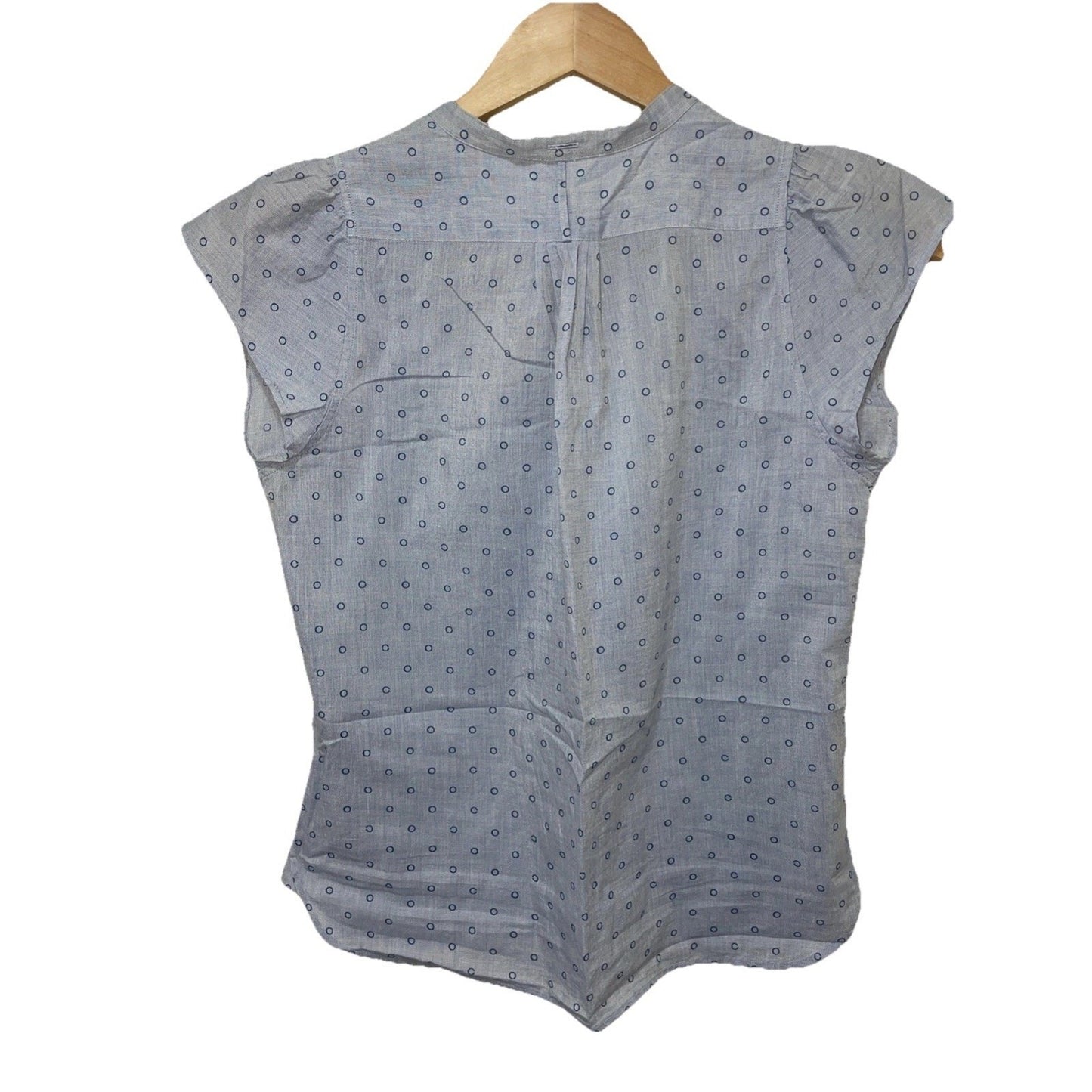 Margaret Howell Blouse - JP Size 1 White/Blue French Sleeve 578-152911 Japan