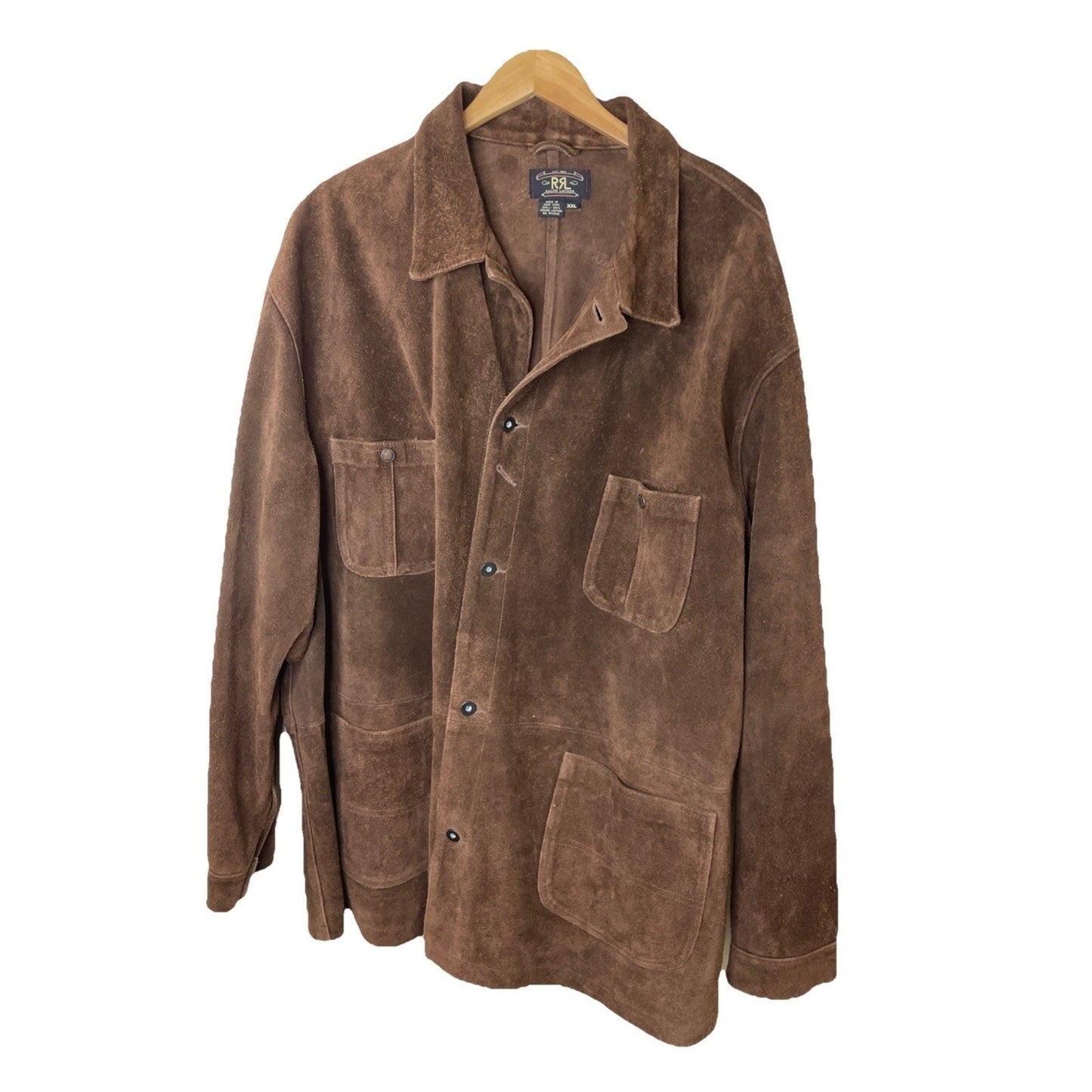 RRL Ralph Lauren Roughout Suede Coat Brown Chore Leather Jacket Men's XXL