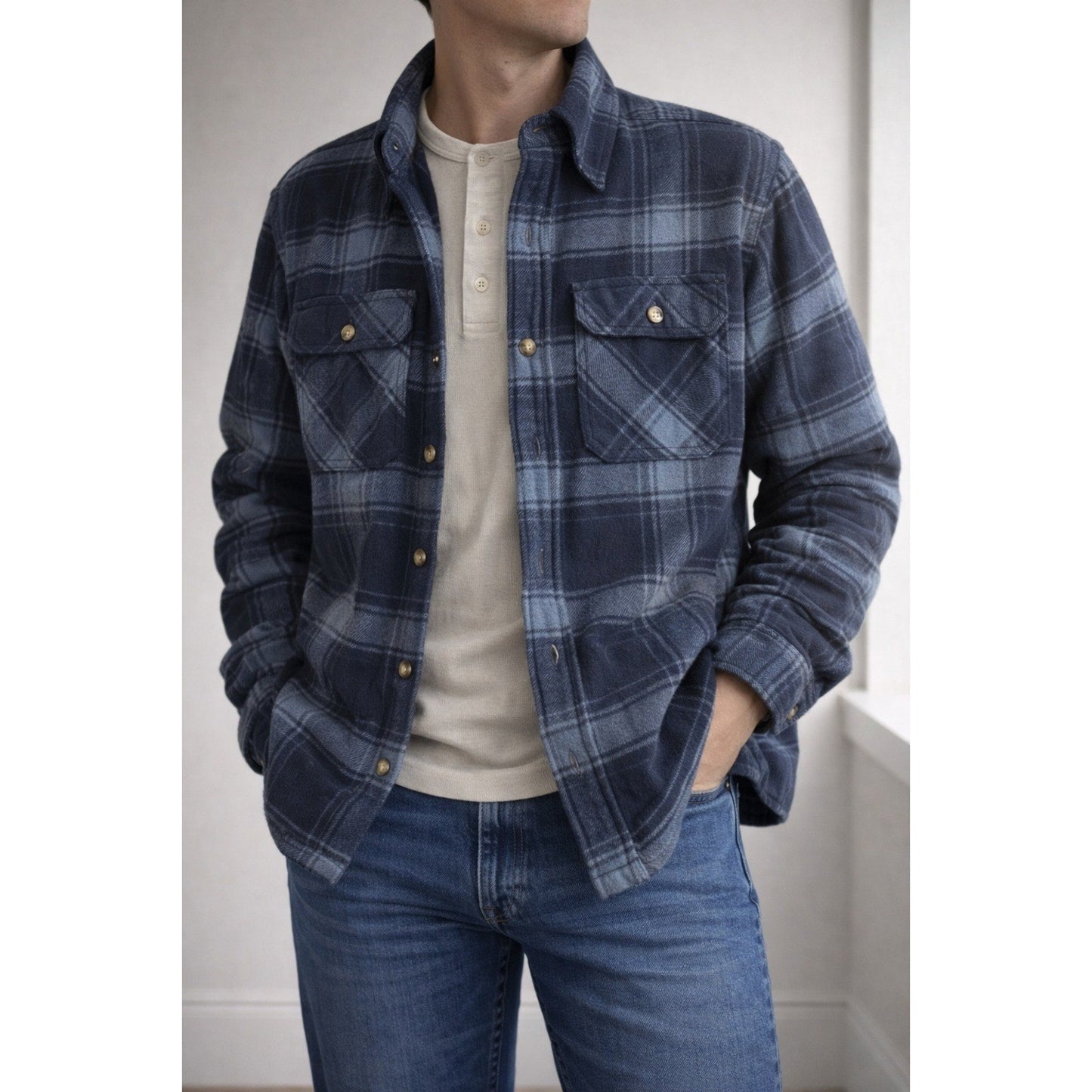 Colorado Clothing Blue Plaid Flannel Shirt – Men's M Long Sleeve Button-Up