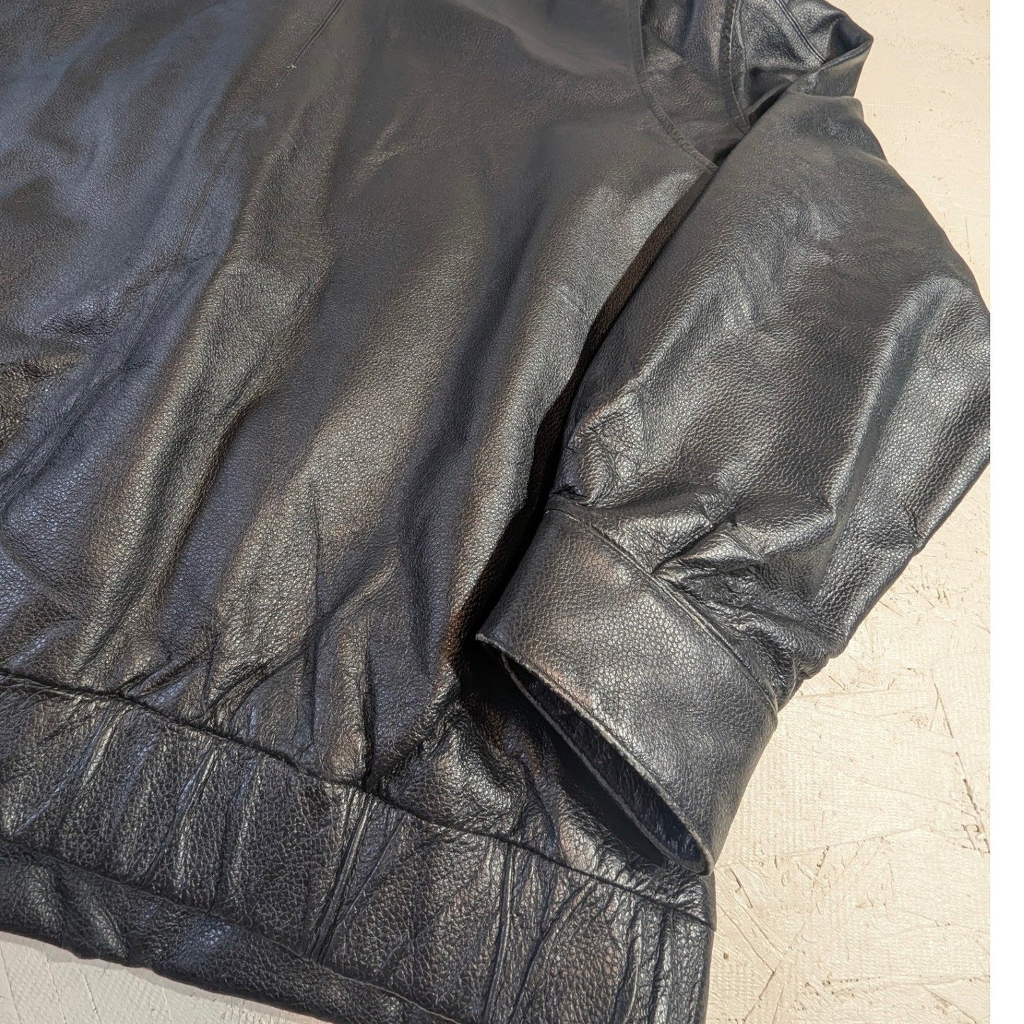 Knightsbridge Genuine Leather Jacket – Men's L Black Full-Zip Collared