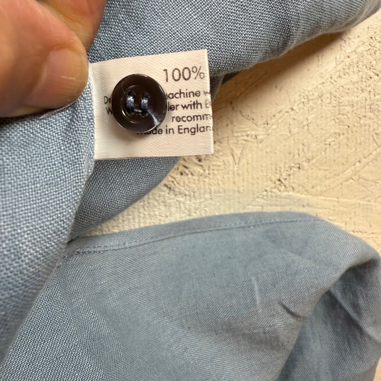 Eskandar Womens Linen Longline Tunic Top Grandad Collar Blue Size 0