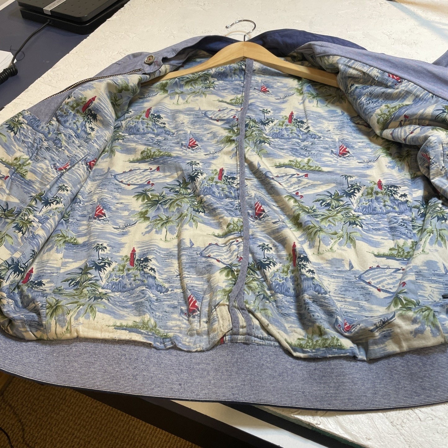 Lightweight Full Zip Jacket – Ted Baker Blue Cotton Blend Size XXL