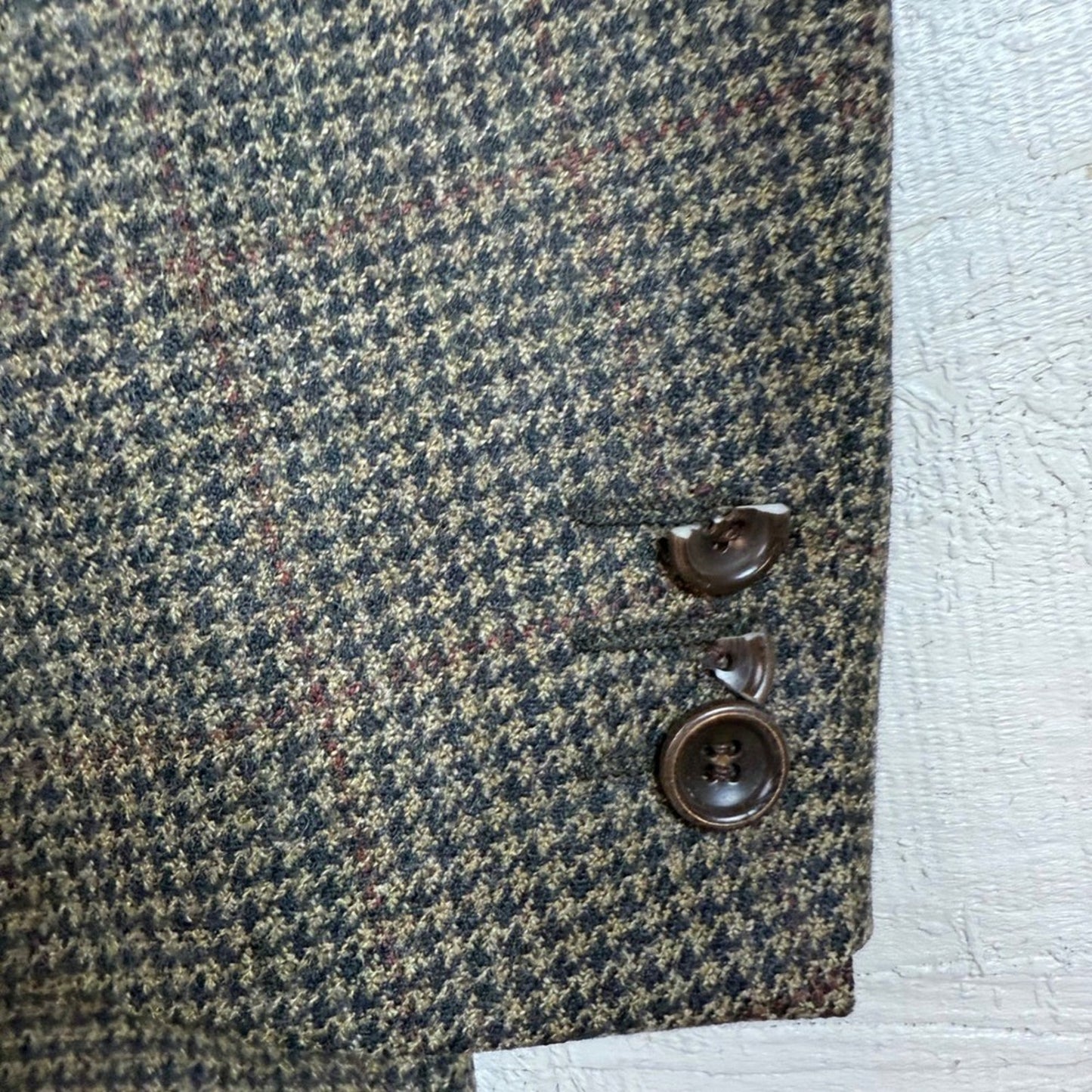 Mens Houndstooth Blazer Jacket 46L Made in Italy Classic Business Casual