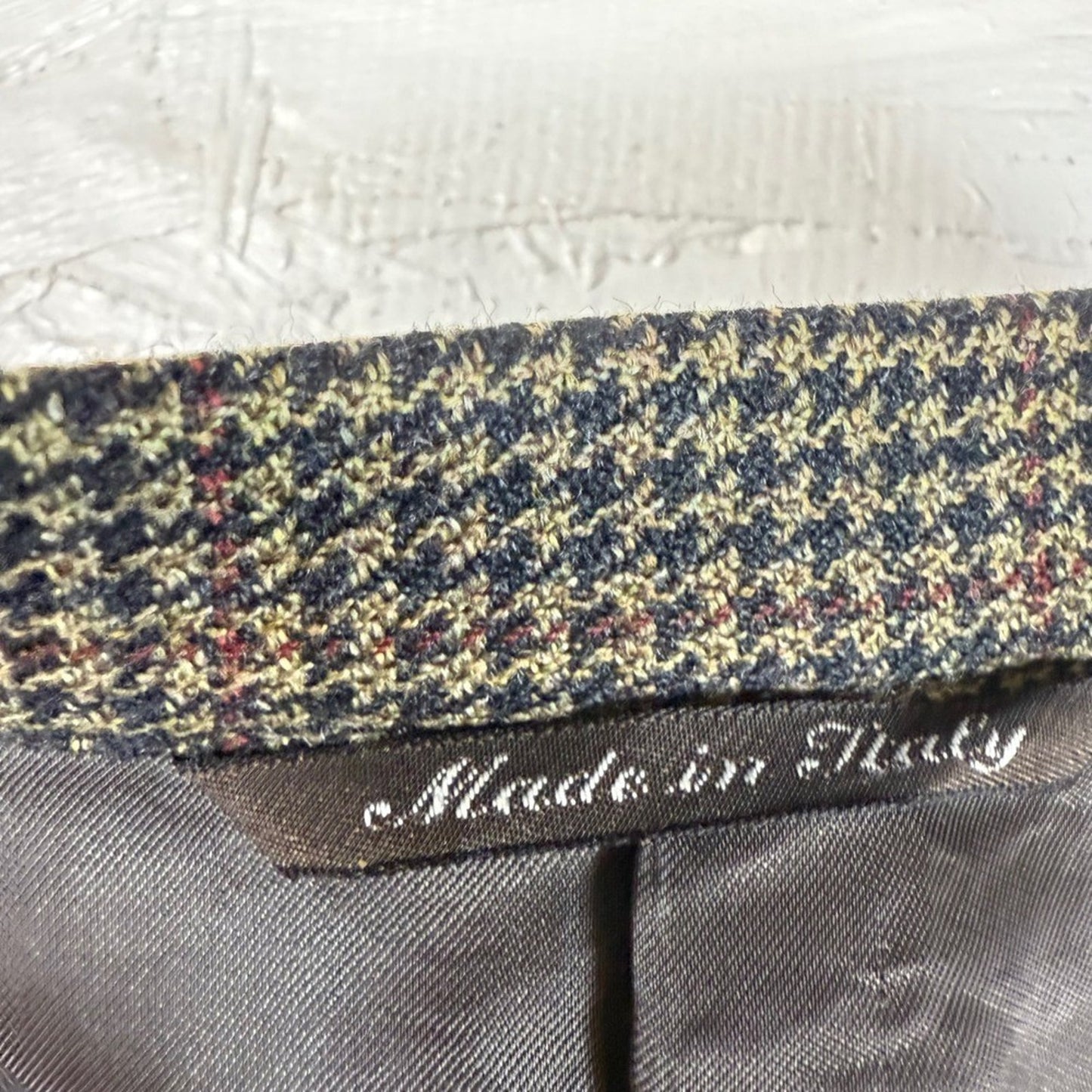 Mens Houndstooth Blazer Jacket 46L Made in Italy Classic Business Casual