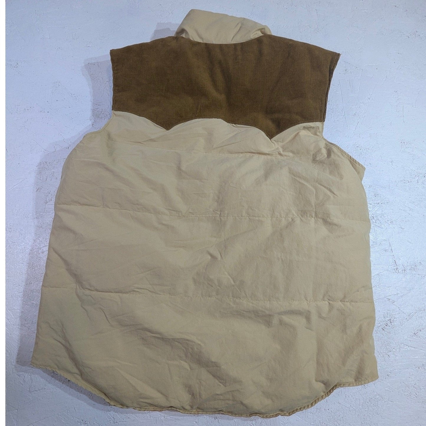 Schaefer Outfitter Insulated Vest Tan w/ Corduroy Yoke – Men's Large Western