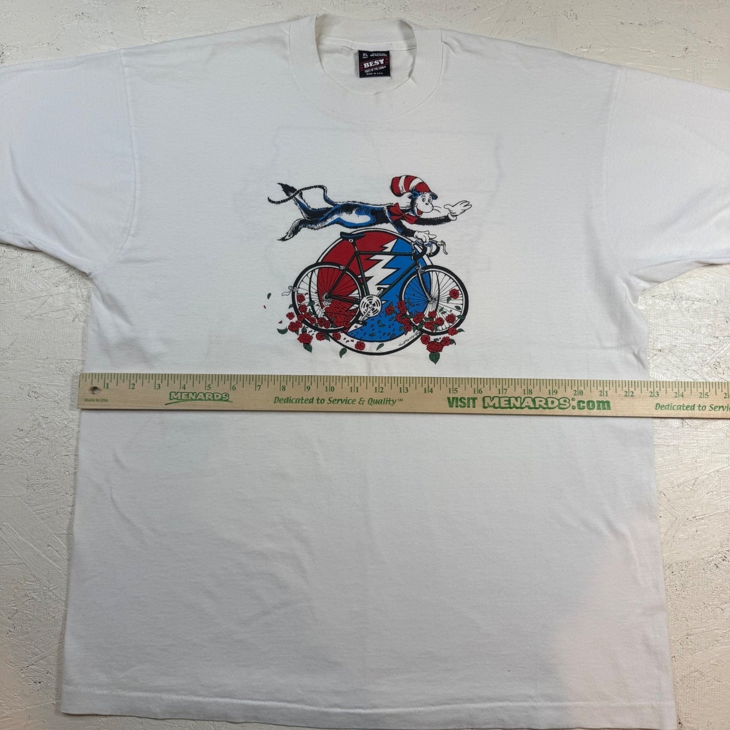 Vintage Grateful Dead Cat in the Hat Bike Roses T-Shirt – 1994 RAGBRAI XL 50/50
