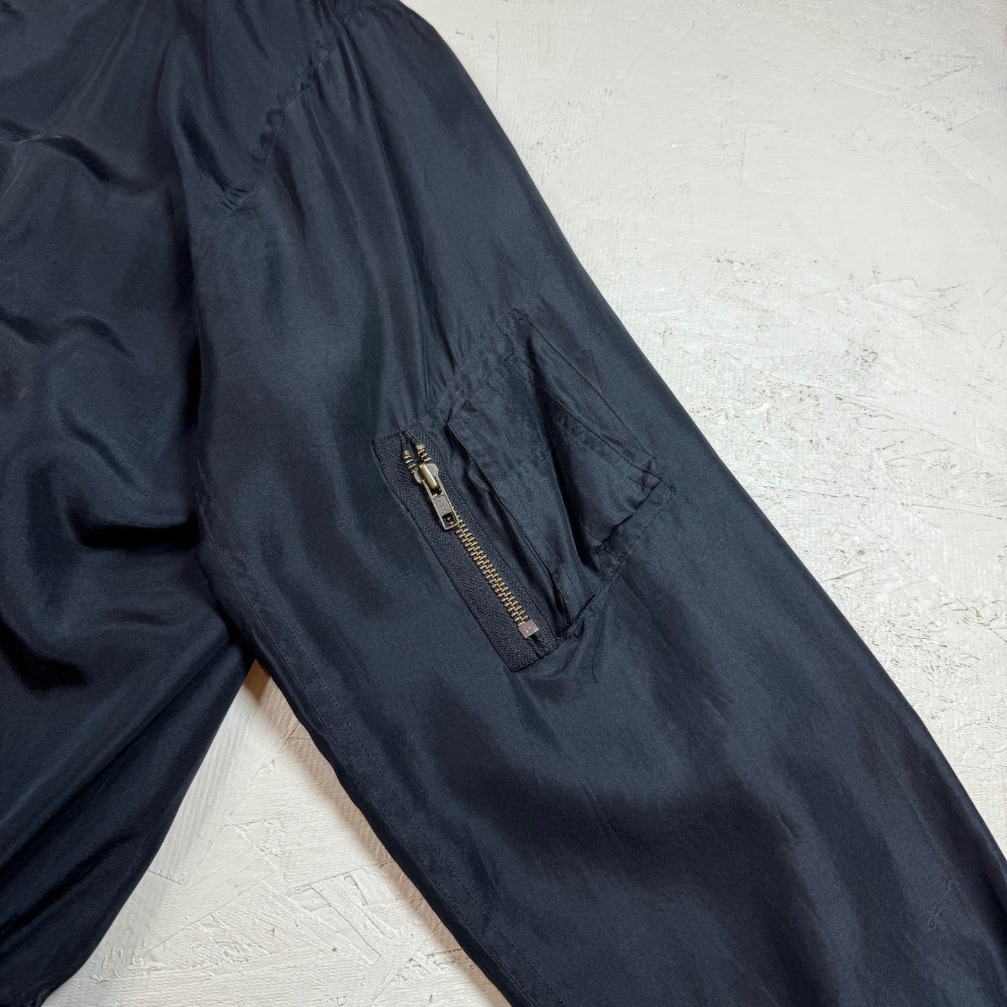 ACA LIMITED EDITION Mens Bomber Jacket Black Silk Orange Lined Size S