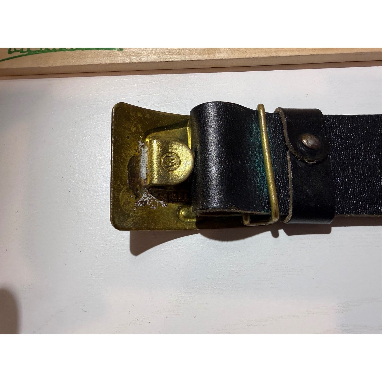 Vintage Soviet Naval Belt – Brass Anchor Star Buckle USSR 1981 Leather