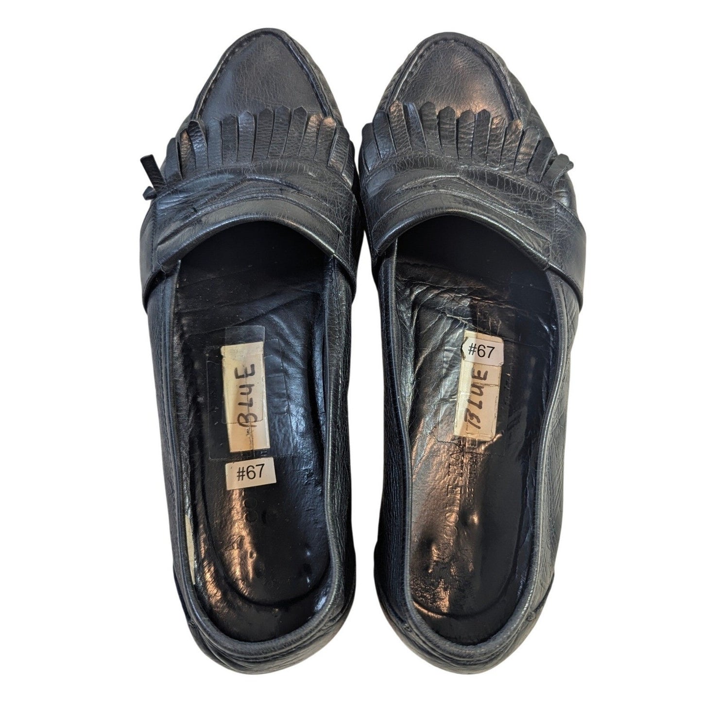 Cole Haan Men Black Leather Fringe Loafers Slip On Made in Italy Size 10M READ