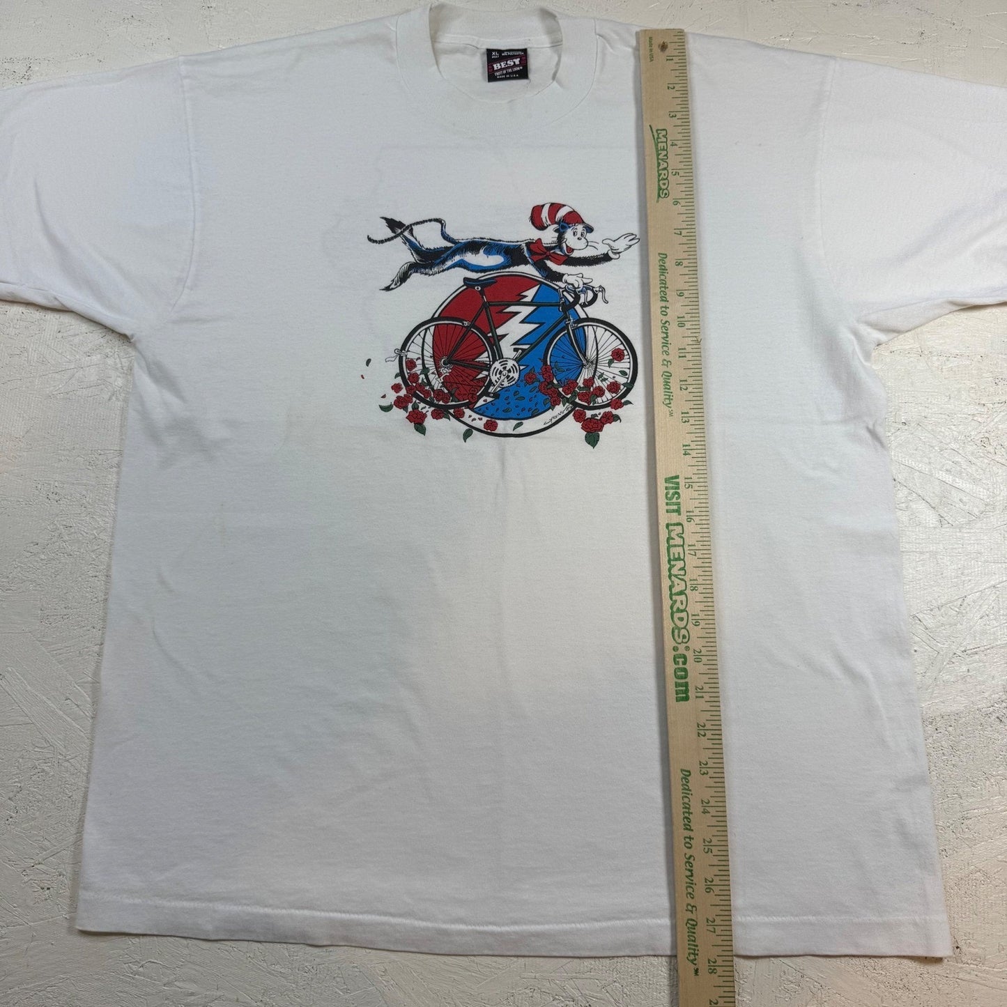 Vintage Grateful Dead Cat in the Hat Bike Roses T-Shirt – 1994 RAGBRAI XL 50/50