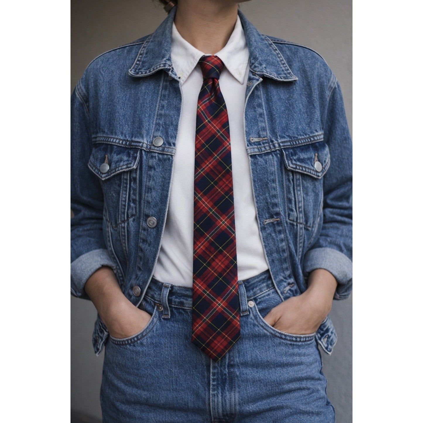 Pendleton 100% Virgin Wool Plaid Necktie – Red / Navy / Green / Yellow