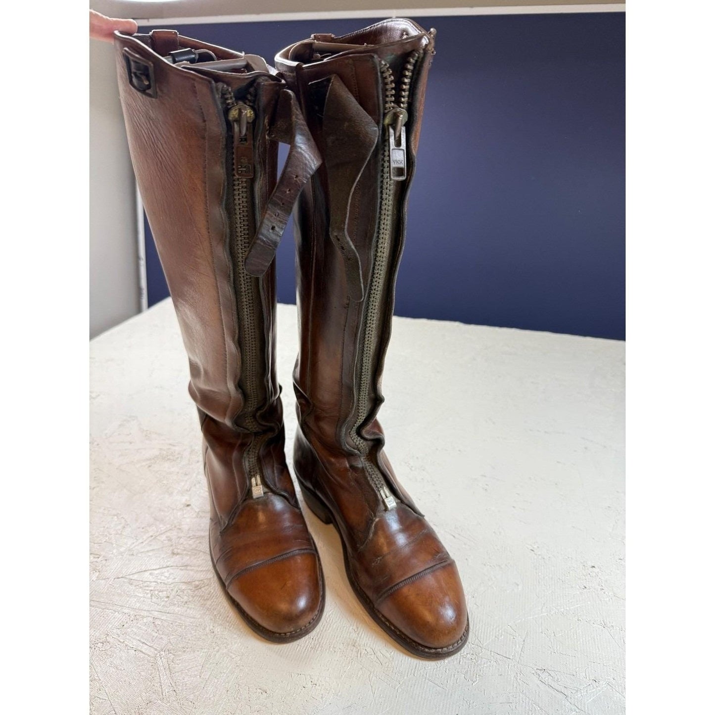 Dehner Equestrian Riding Boots – Men's 8 Brown Leather Vintage Zip Omaha, NE