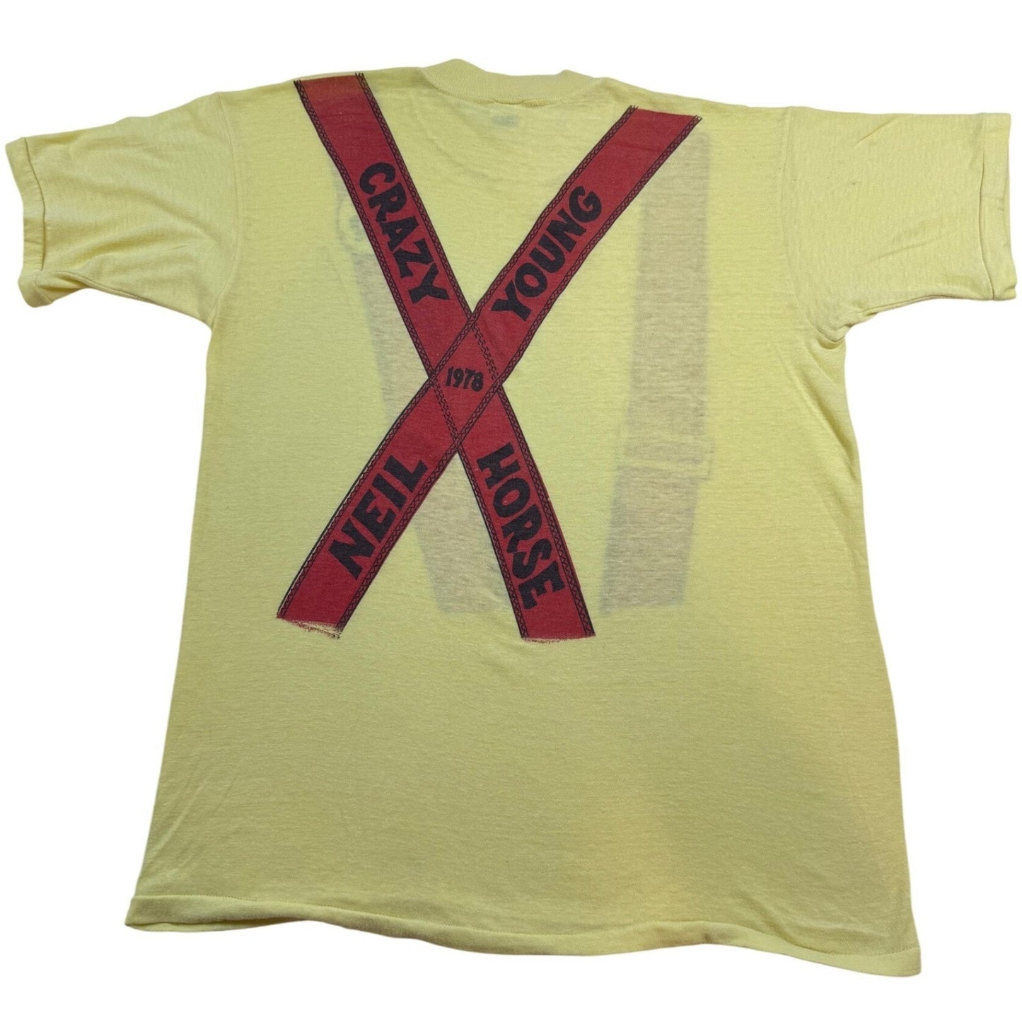 Vintage Neil Young Concert T-Shirt – “Rust Never Sleeps” 1978 Graphic, Yellow, S