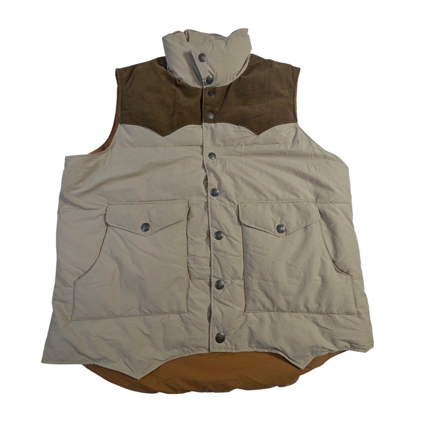 Schaefer Outfitter Insulated Vest Tan w/ Corduroy Yoke – Men's Large Western