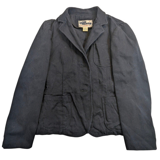 Ralph Lauren Polo Jeans Co Navy Blue Cotton Blazer Jacket Womens Large