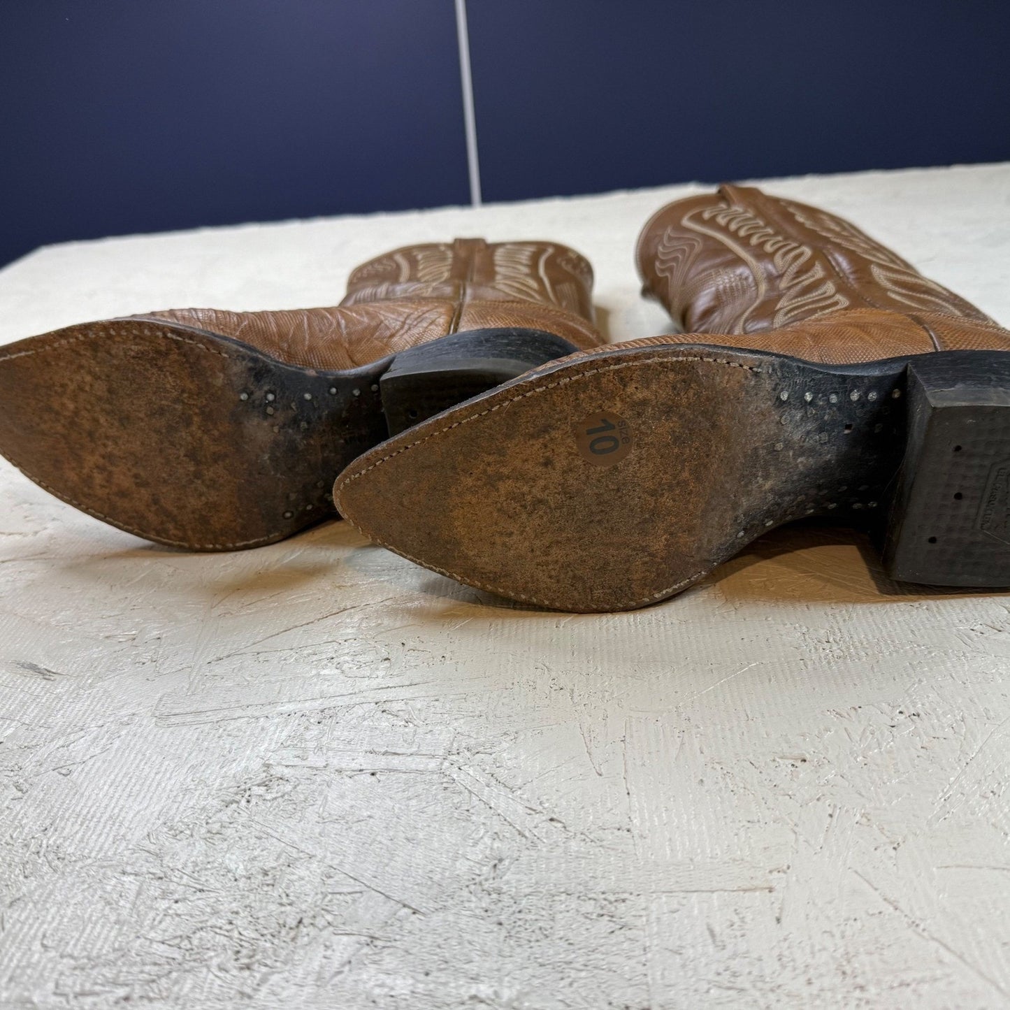 Tony Lama El Paso Exotic Lizard Leather Cowboy Western Boots Mens Size 10 D