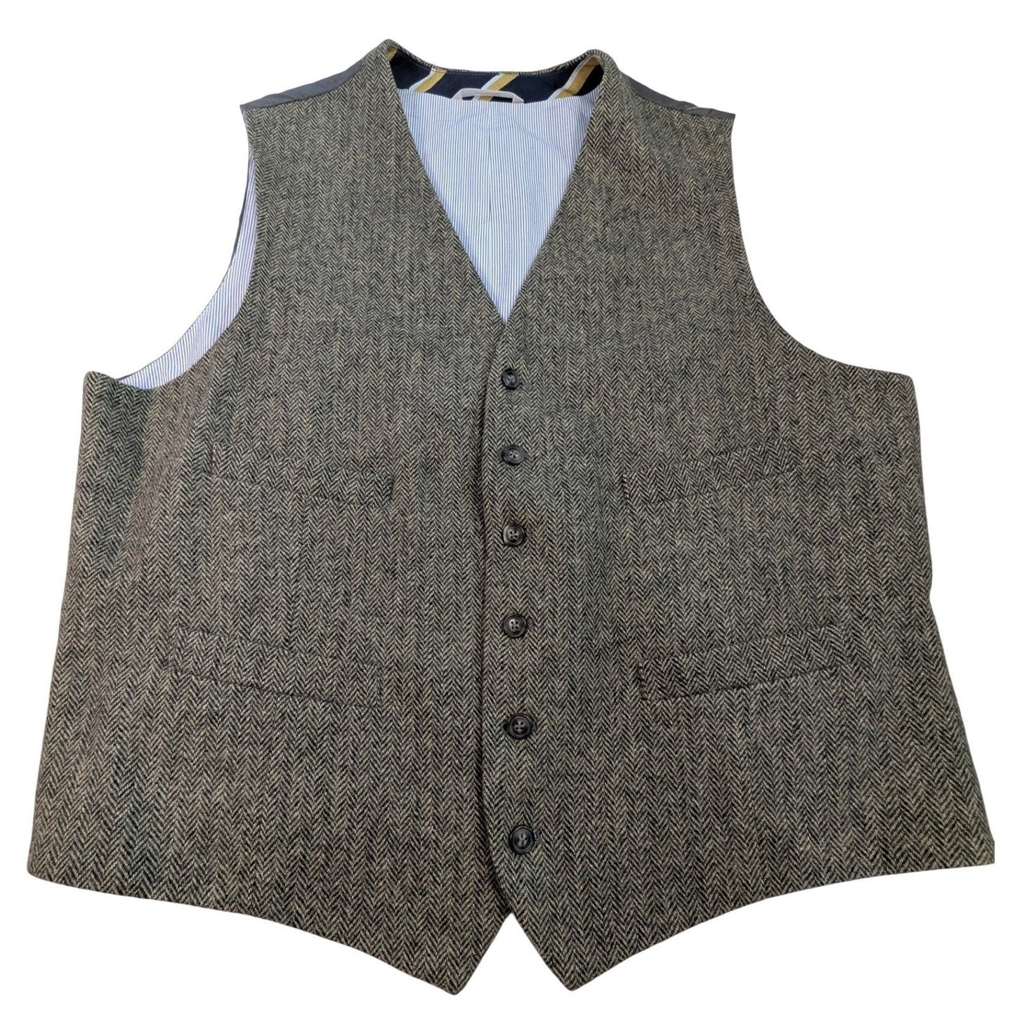 MERONA Wool-Blend Herringbone Tweed Vest – Unisex XL Button Front