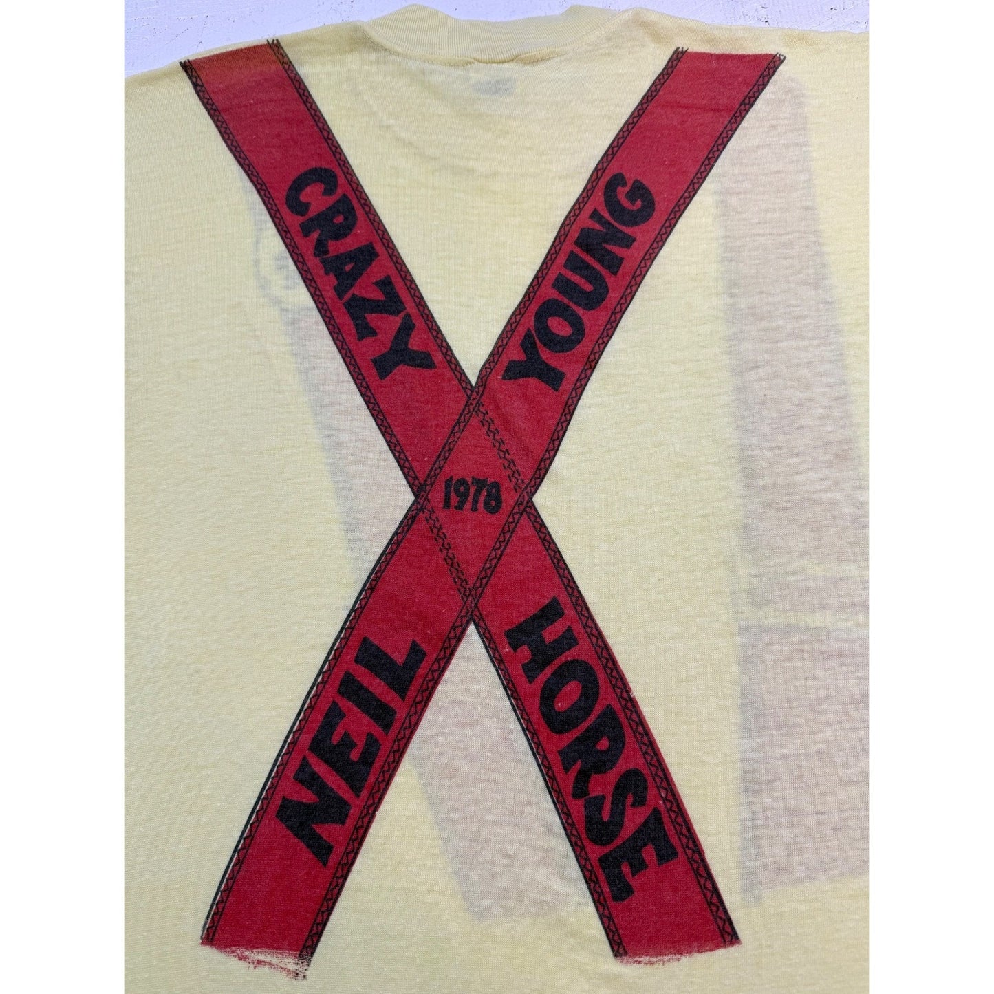 Vintage Neil Young Concert T-Shirt – “Rust Never Sleeps” 1978 Graphic, Yellow, S