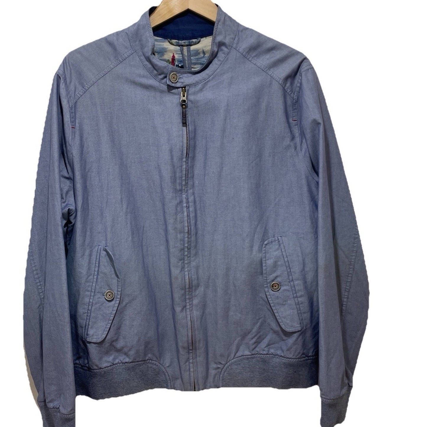 Lightweight Full Zip Jacket – Ted Baker Blue Cotton Blend Size XXL