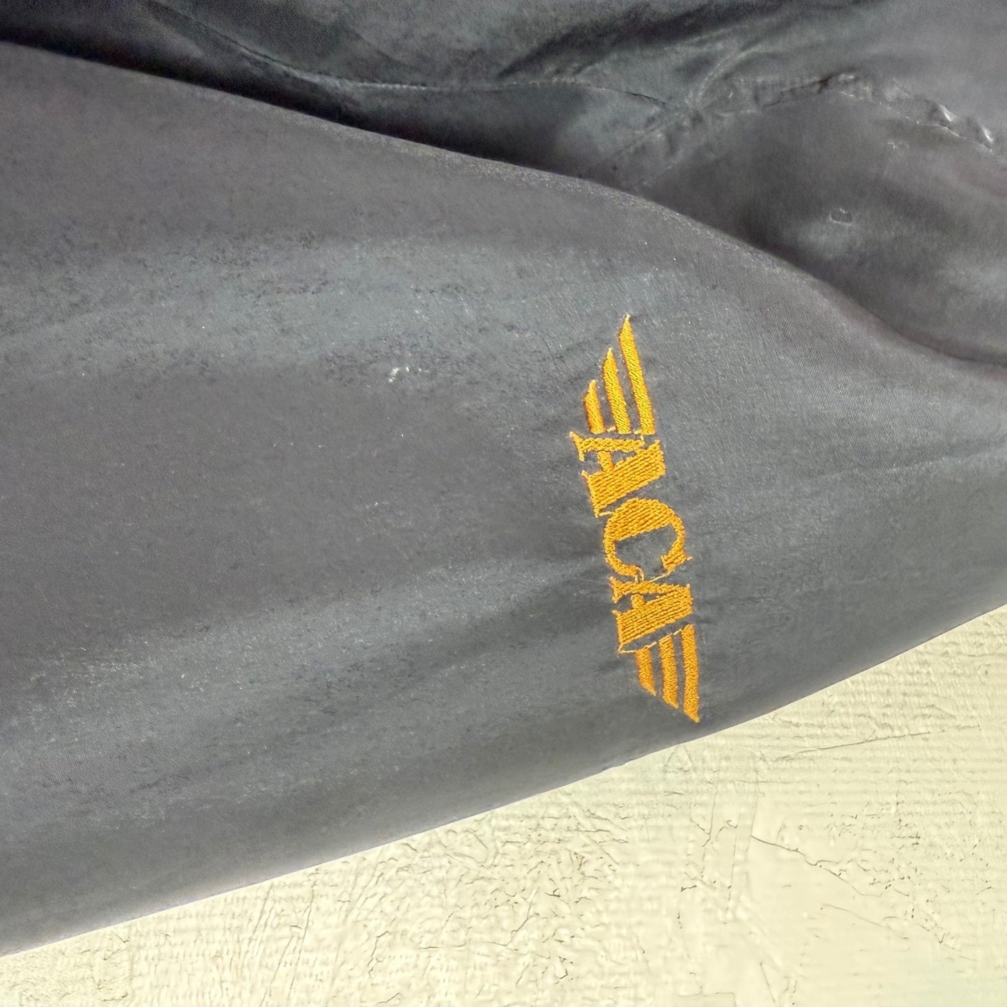 ACA LIMITED EDITION Mens Bomber Jacket Black Silk Orange Lined Size S