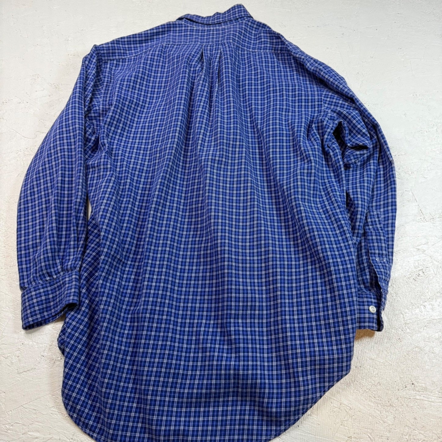 Ralph Lauren Yarmouth Button Down Shirt Men's Blue Plaid 100% Cotton Size 15