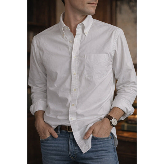 Brooks Brothers Regent Fit White Button-Down Shirt Men's M Non-Iron Cotton READ