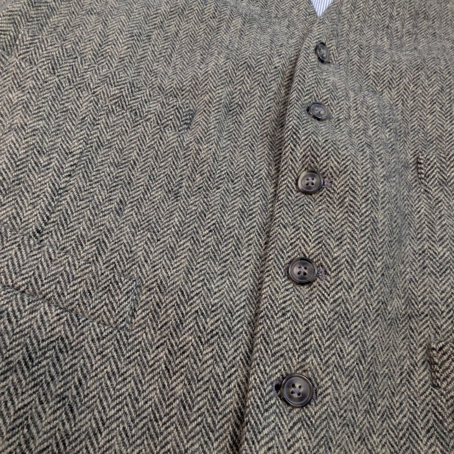 MERONA Wool-Blend Herringbone Tweed Vest – Unisex XL Button Front