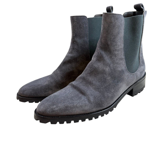 Manolo Blahnik Women's Gray Suede Chelsea Lug Sole Ankle Boots Size 8.5 (39)