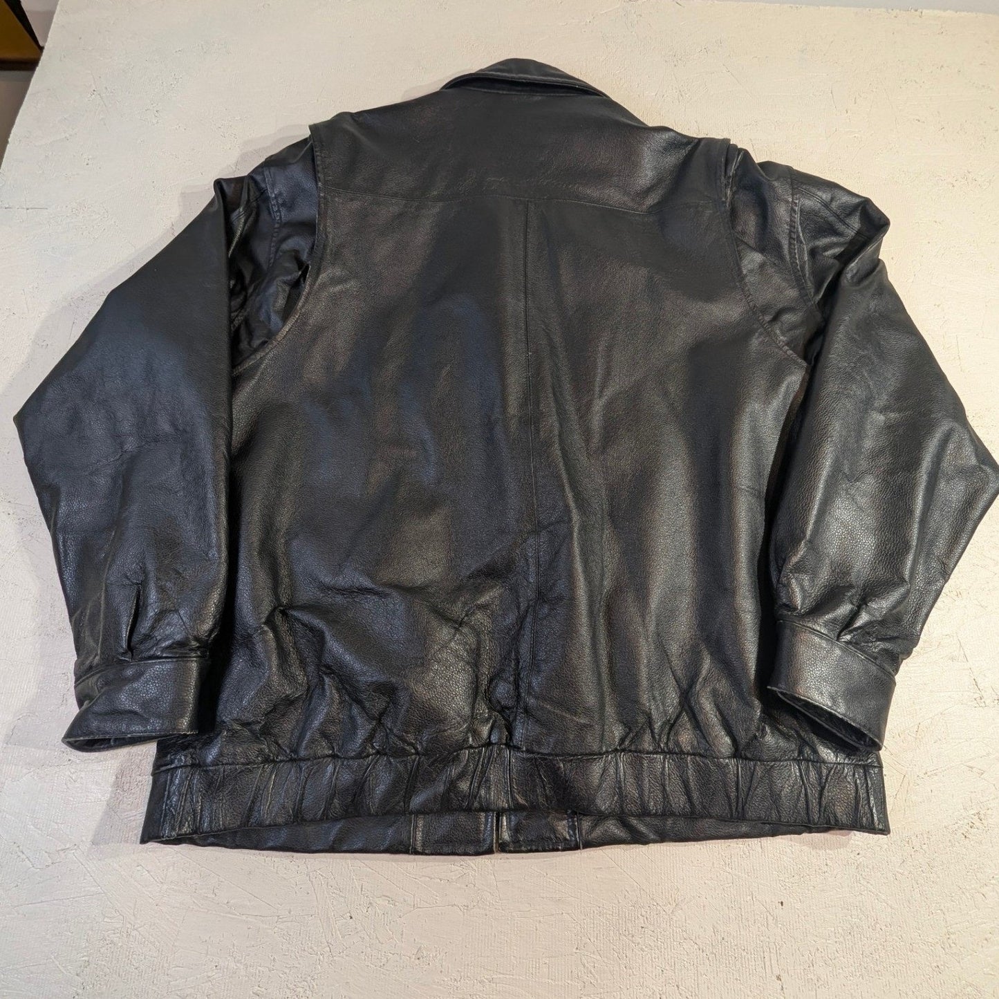 Knightsbridge Genuine Leather Jacket – Men's L Black Full-Zip Collared