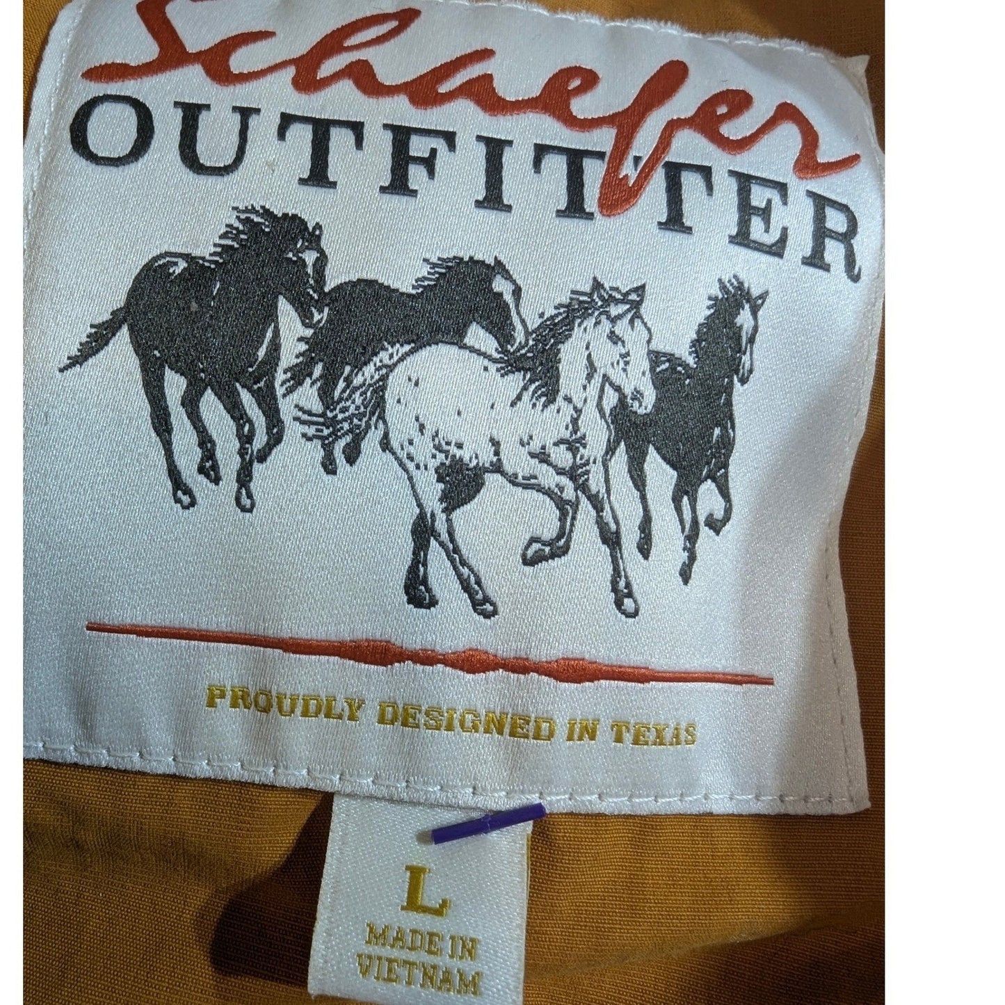 Schaefer Outfitter Insulated Vest Tan w/ Corduroy Yoke – Men's Large Western