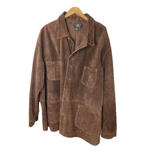 RRL Ralph Lauren Roughout Suede Coat Brown Chore Leather Jacket Men's XXL