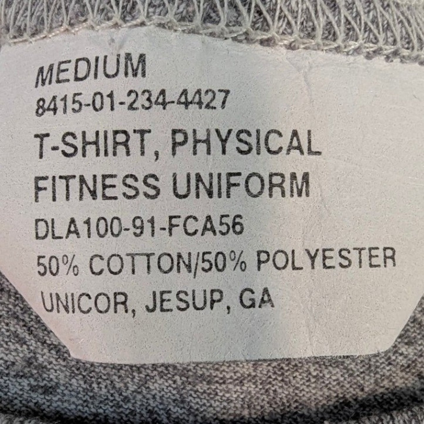 ARMY T Shirt Physical Fitness Uniform Mens Medium Gray Cotton Polyester