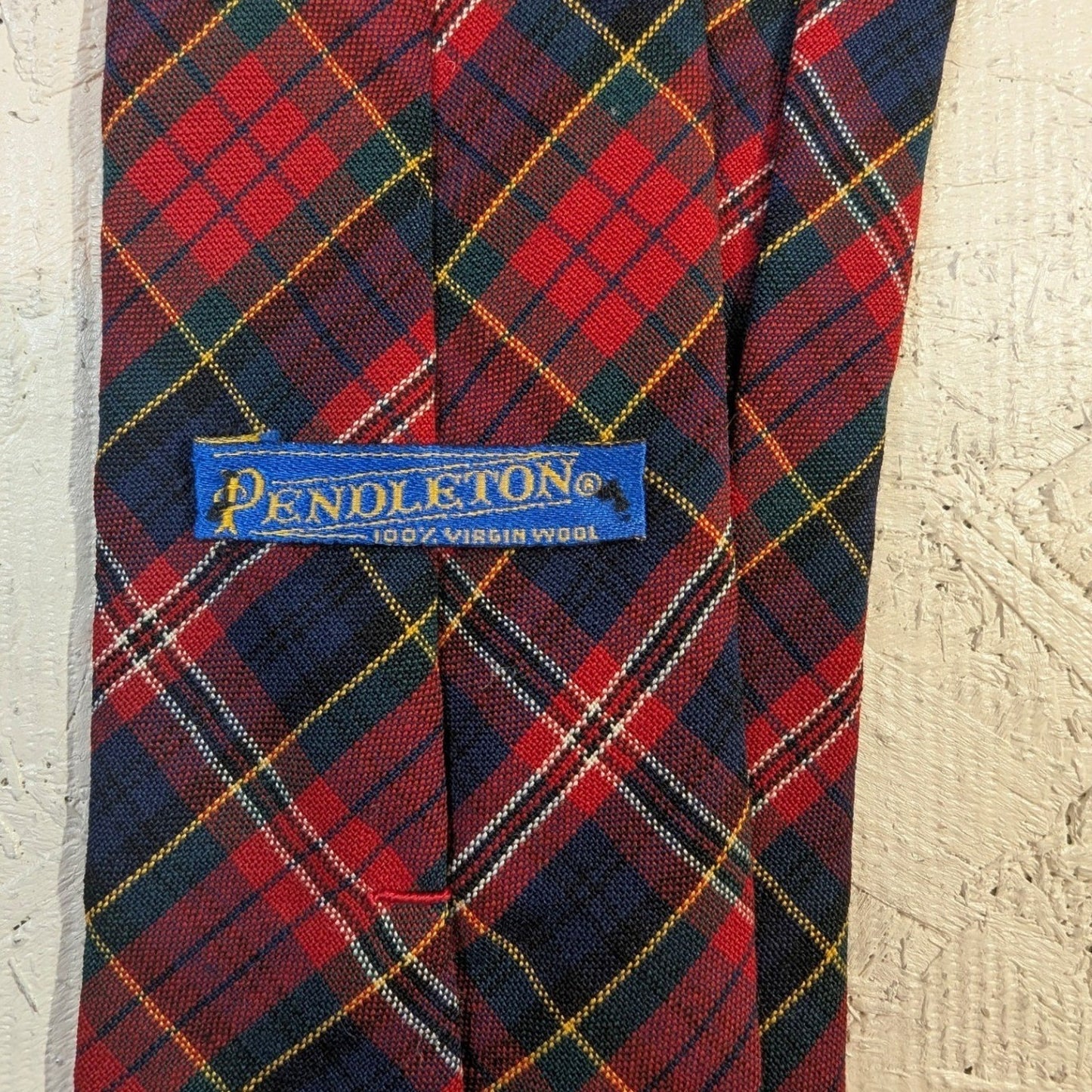 Pendleton 100% Virgin Wool Plaid Necktie – Red / Navy / Green / Yellow
