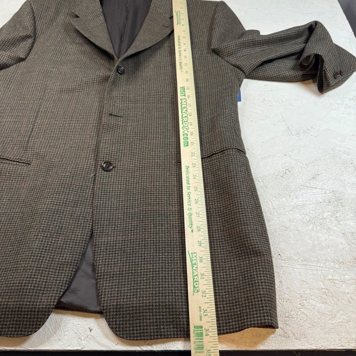 Mens Houndstooth Blazer Jacket 46L Made in Italy Classic Business Casual