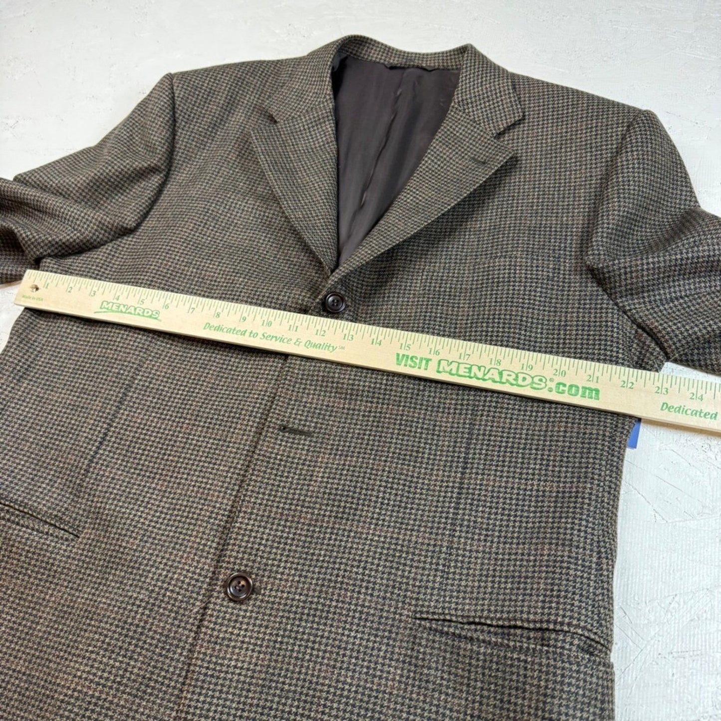 Mens Houndstooth Blazer Jacket 46L Made in Italy Classic Business Casual