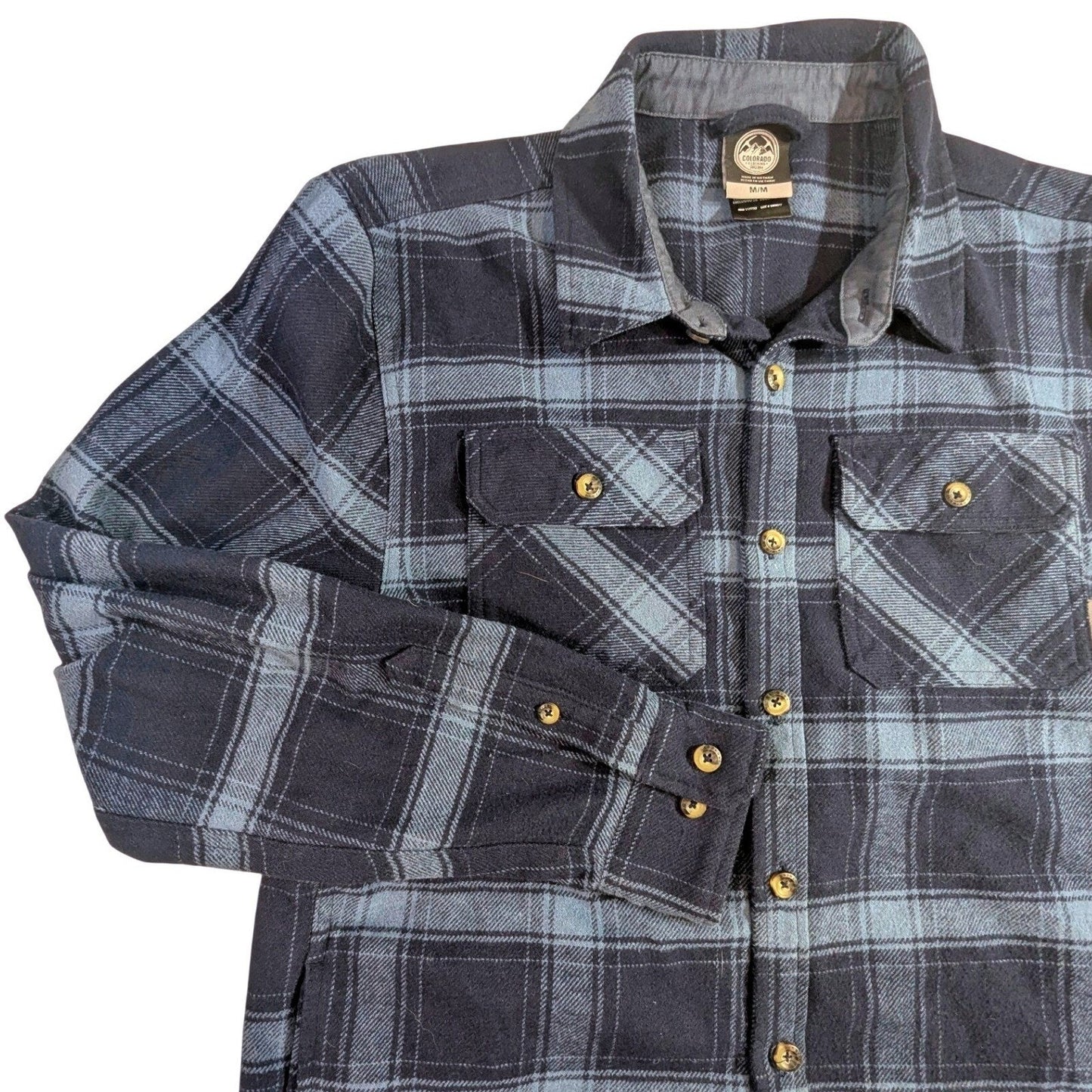 Colorado Clothing Blue Plaid Flannel Shirt – Men's M Long Sleeve Button-Up