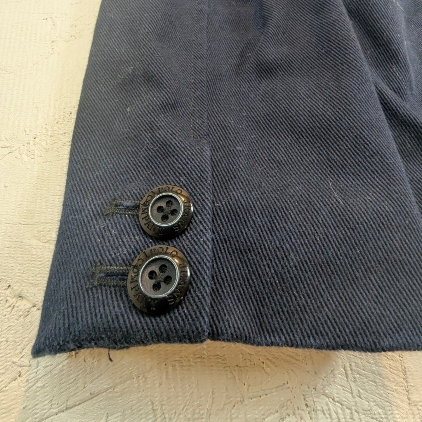 Ralph Lauren Polo Jeans Co Navy Blue Cotton Blazer Jacket Womens Large