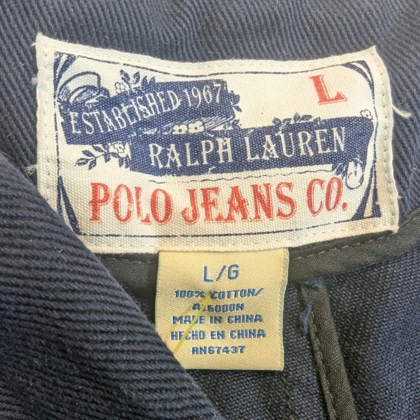 Ralph Lauren Polo Jeans Co Navy Blue Cotton Blazer Jacket Womens Large