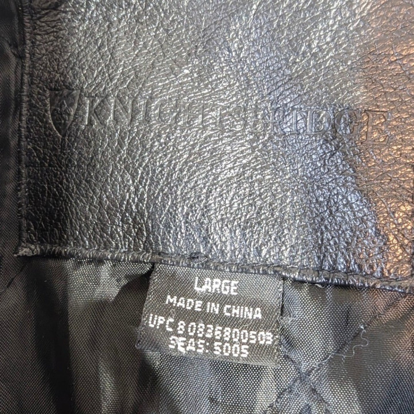 Knightsbridge Genuine Leather Jacket – Men's L Black Full-Zip Collared