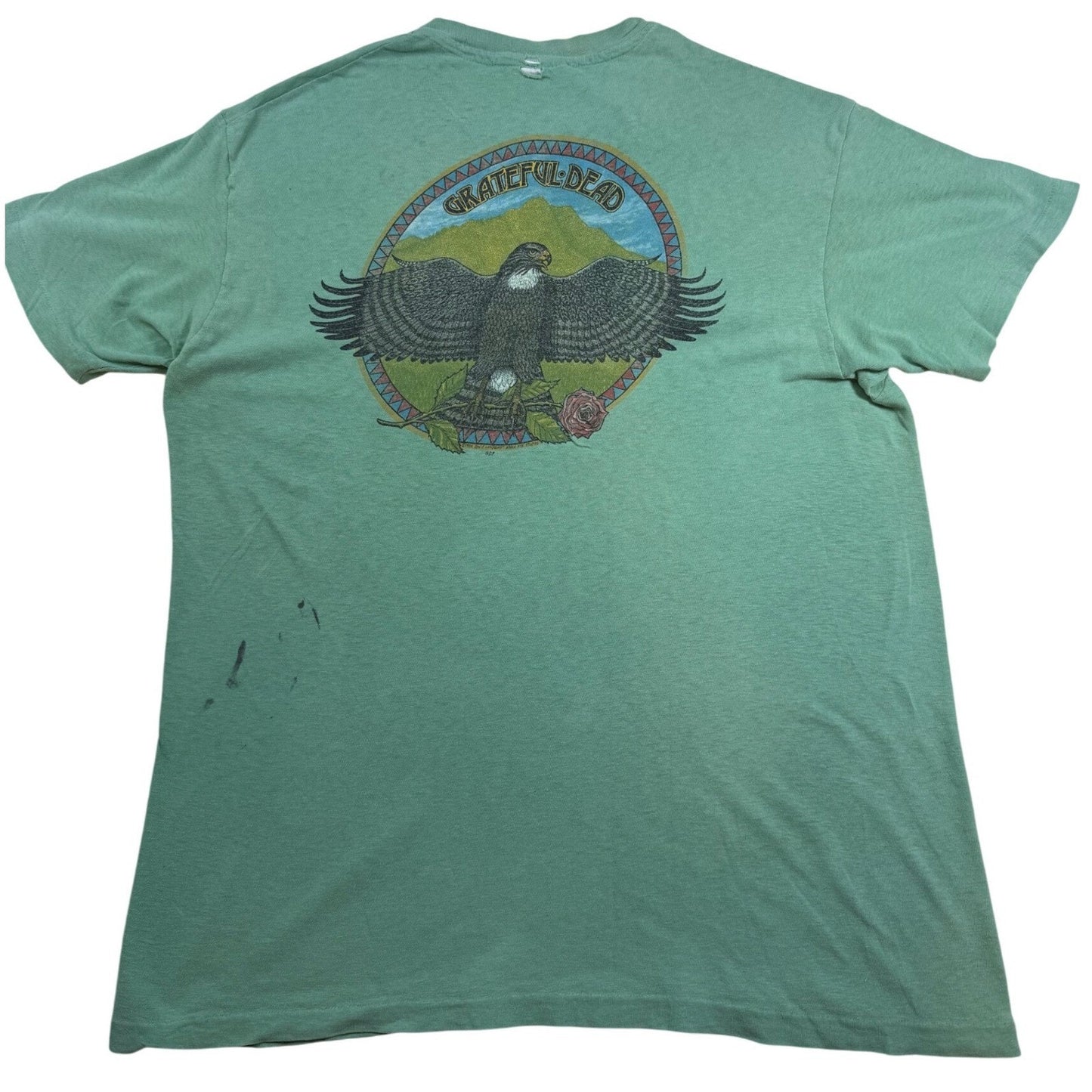 Grateful Dead Eagle Rose T Shirt - XL Green 80s Single Stitch USA Distressed