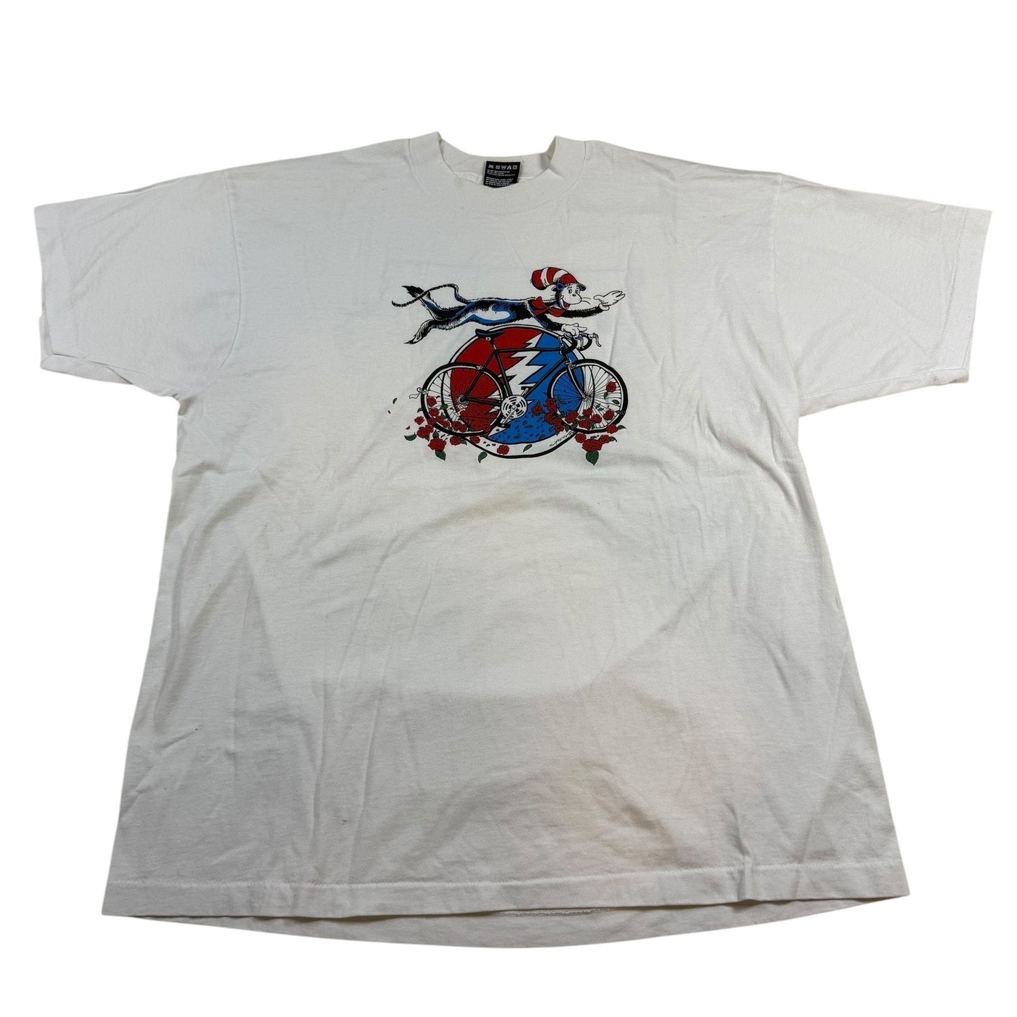Vintage Grateful Dead Cat in the Hat Bike Roses T-Shirt – 1994 RAGBRAI XL 50/50
