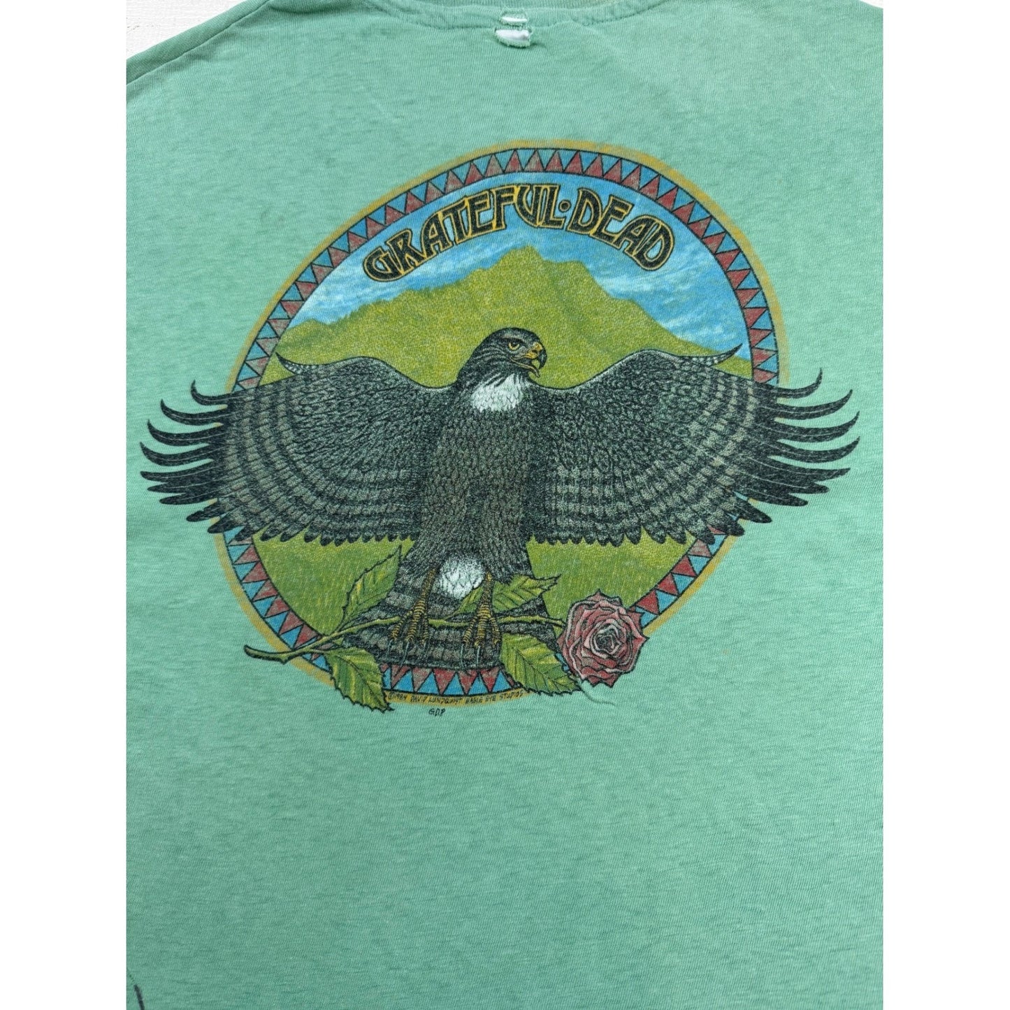 Grateful Dead Eagle Rose T Shirt - XL Green 80s Single Stitch USA Distressed