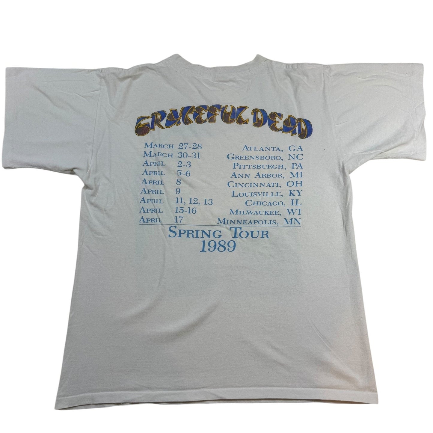 Vintage Grateful Dead Skeleton Spring Tour T-Shirt – 1989, Size L, 100% Cotton