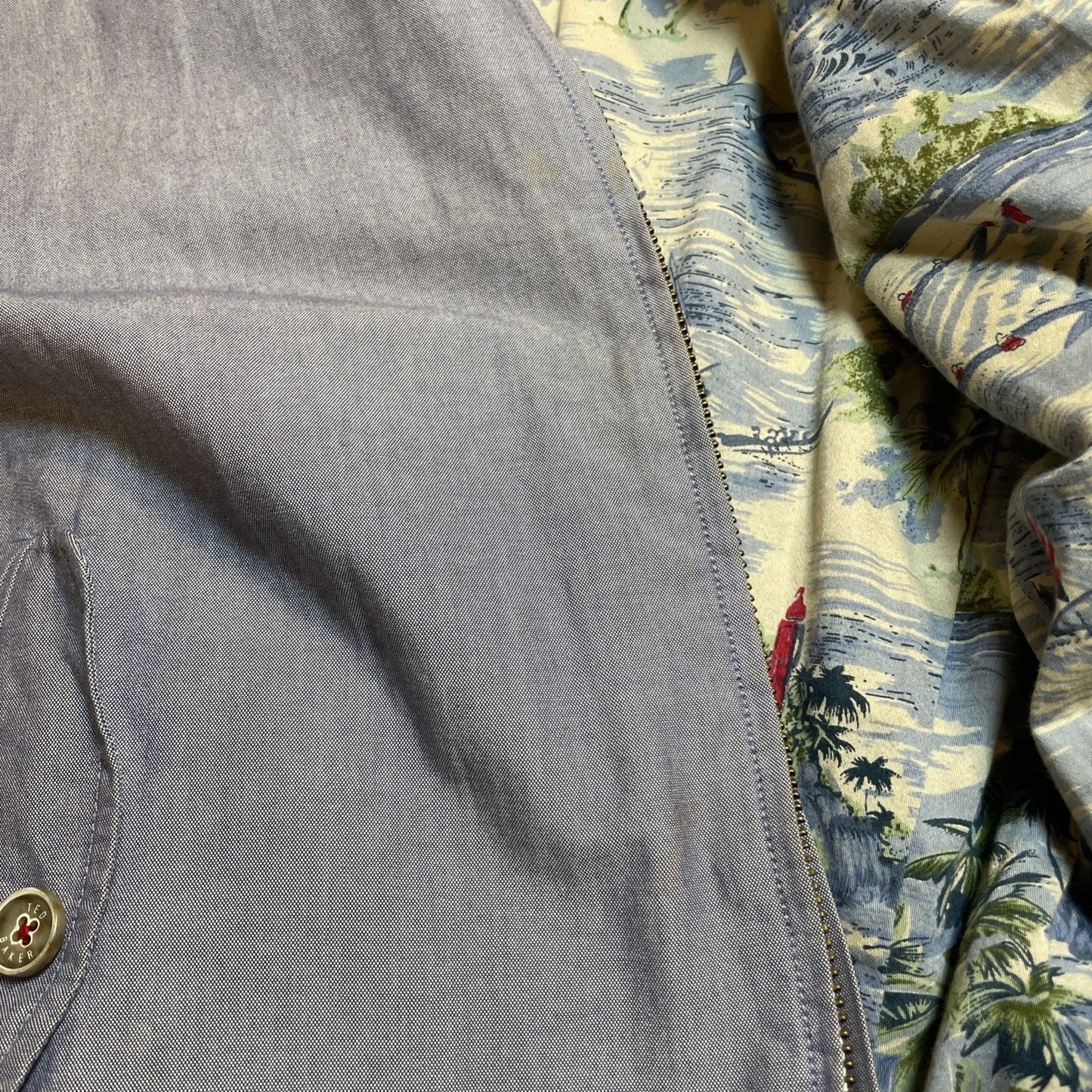 Lightweight Full Zip Jacket – Ted Baker Blue Cotton Blend Size XXL