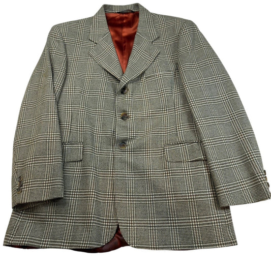 Vintage Wool Plaid Hacking Blazer - Men's 42 Sport Coat Made in Canada