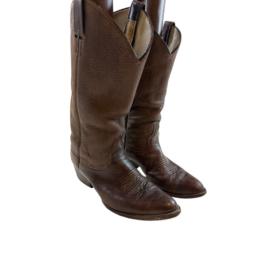 Vintage Larry Mahan Cowboy Boots - Men's Brown Leather Western Made in Texas 8