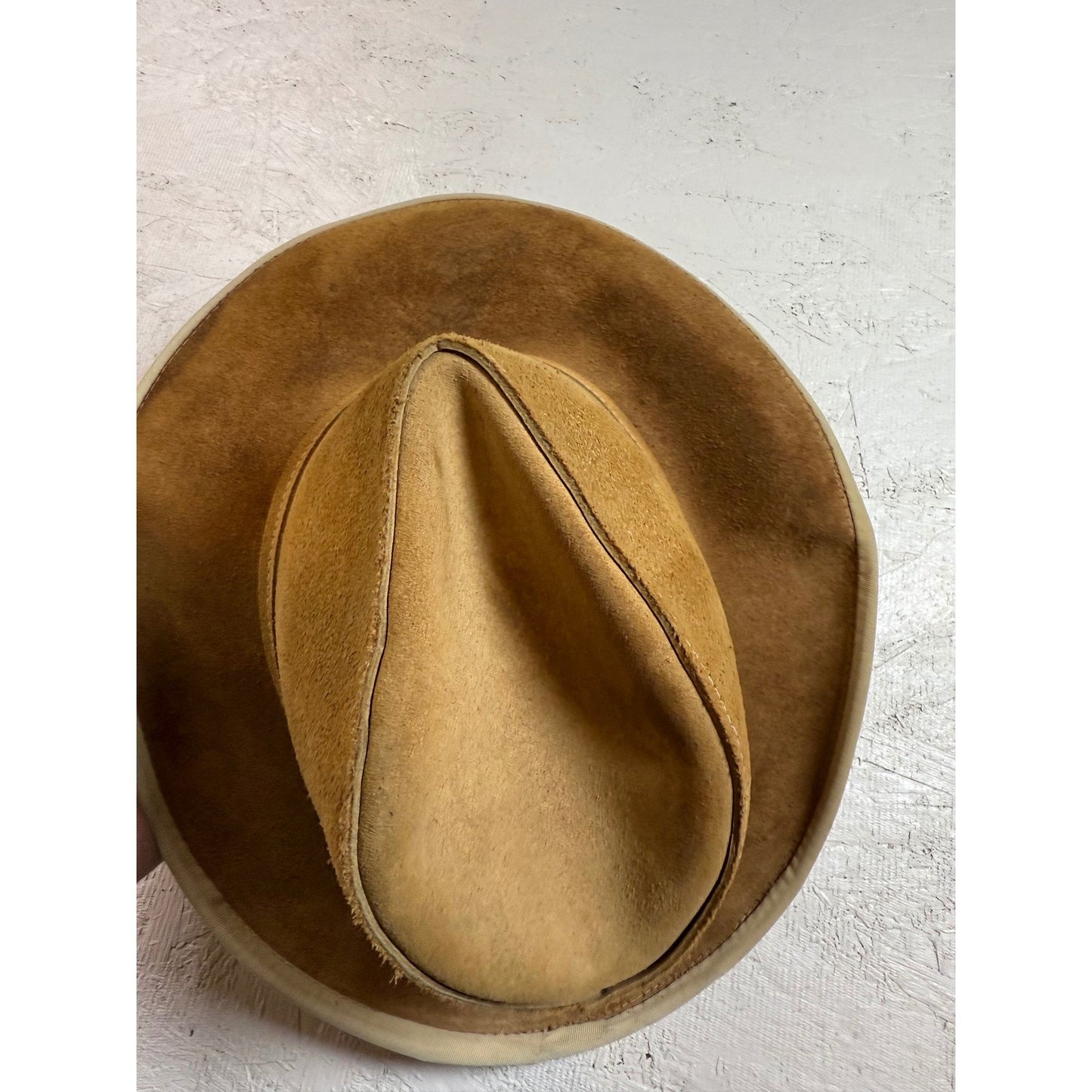 Brown Suede Cowboy Western Hat Fedora Style Crown Band