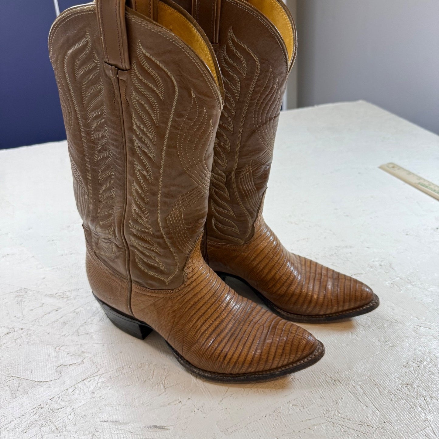 Tony Lama El Paso Exotic Lizard Leather Cowboy Western Boots Mens Size 10 D