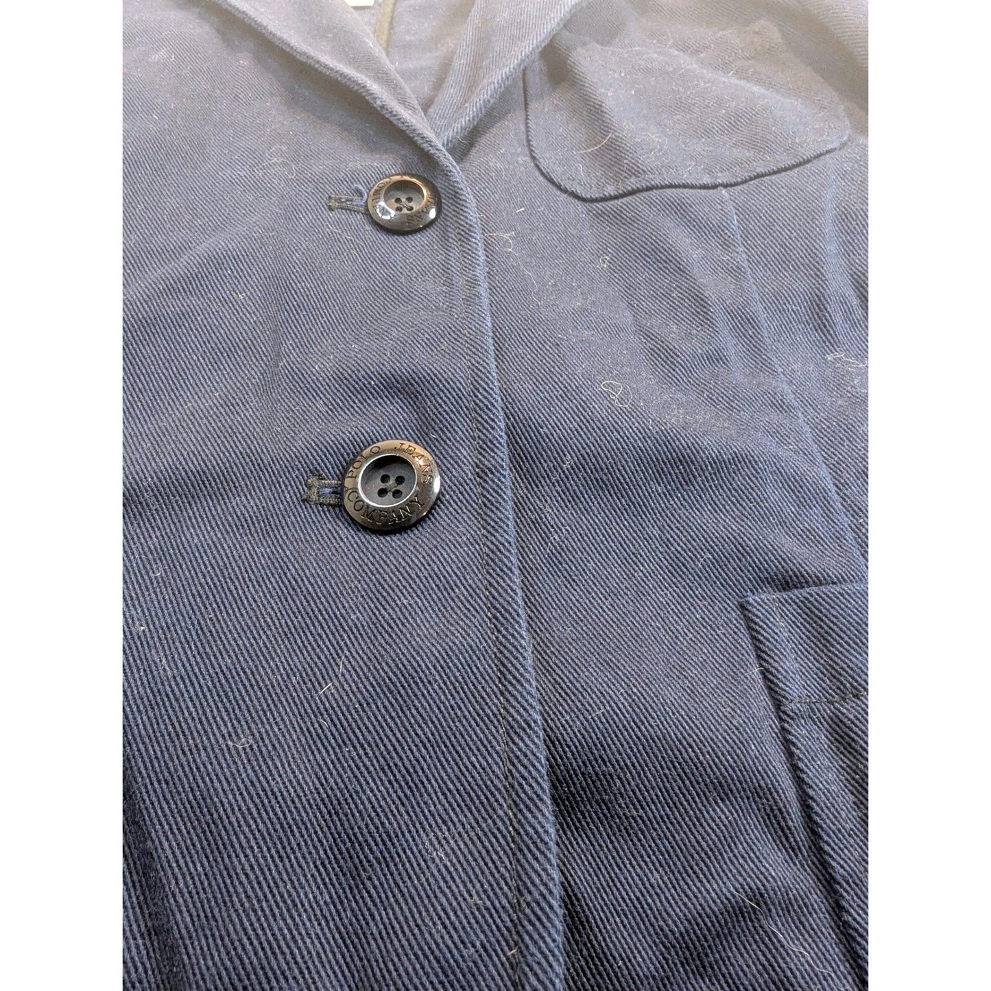 Ralph Lauren Polo Jeans Co Navy Blue Cotton Blazer Jacket Womens Large